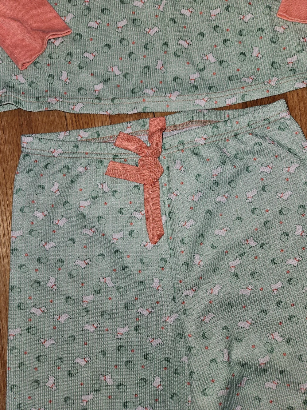 American Girl Mint Green Long-Sleeve Pajama Set with Coral Trim